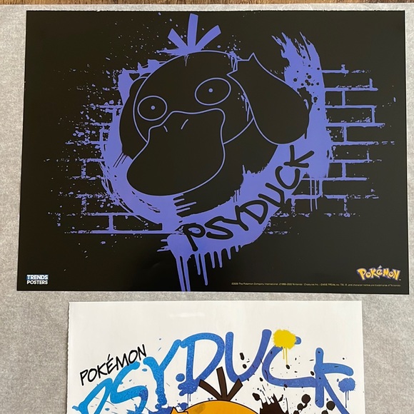 Pokemon Psyduck Ninetendo Full Art Posters Set of 2 8x11 in protective sleeve - Picture 3 of 12